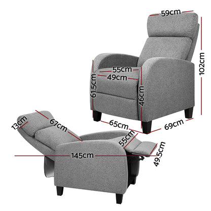 Artiss Fabric Reclining Armchair - Grey