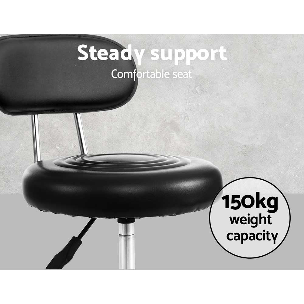 Artiss 2x Salon Stool Swivel Chair Backrest Black