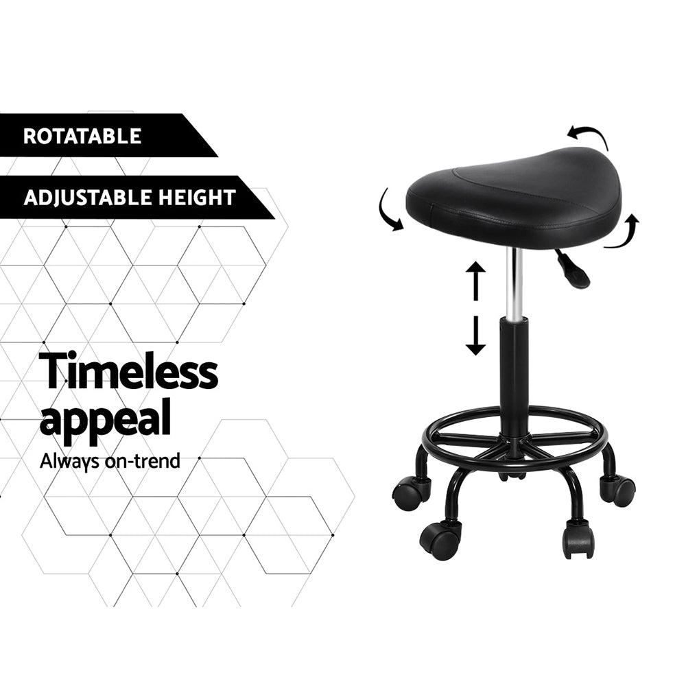 Artiss 2x Salon Stool Saddle Swivel Chair