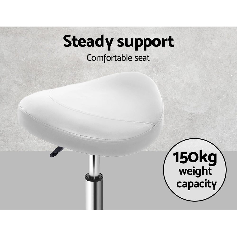 Artiss 2x Salon Stool Saddle Swivel Chair White