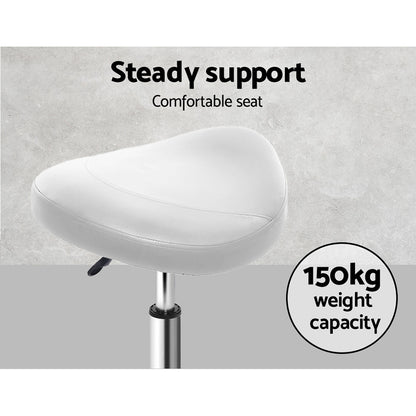 Artiss 2x Salon Stool Saddle Swivel Chair White