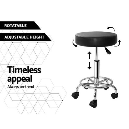 Artiss 2x Salon Stool Round Swivel Chair Black