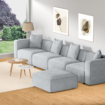 Artiss Modular Sofa Chaise Set 5-Seater Grey