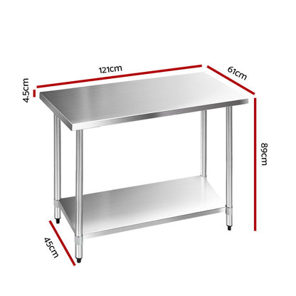 Cefito 1219x610mm Stainless Steel Kitchen Bench 304