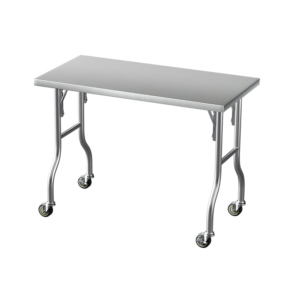 Cefito Stainless Steel Kitchen Benches Work Bench Wheels 122X61CM 430