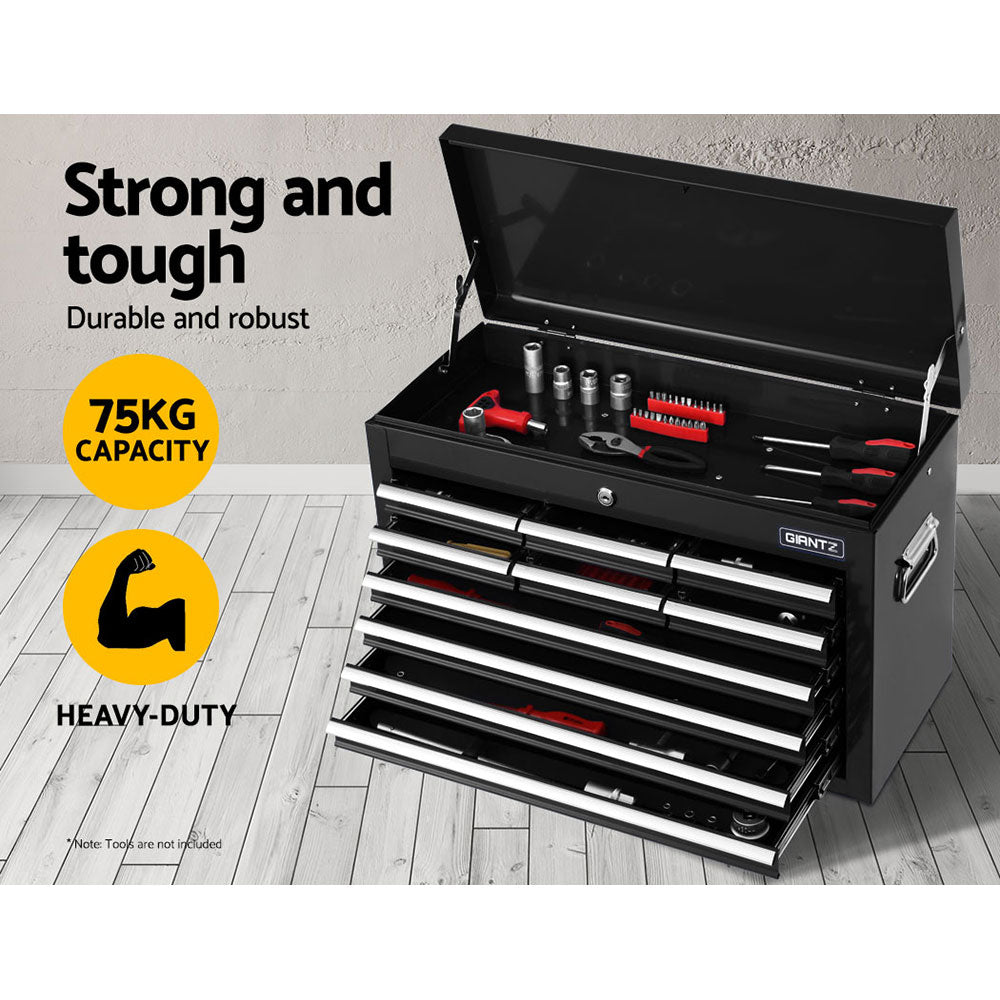 Giantz 10 Drawer Tool Box Cabinet Chest Toolbox Storage Garage Organiser Black