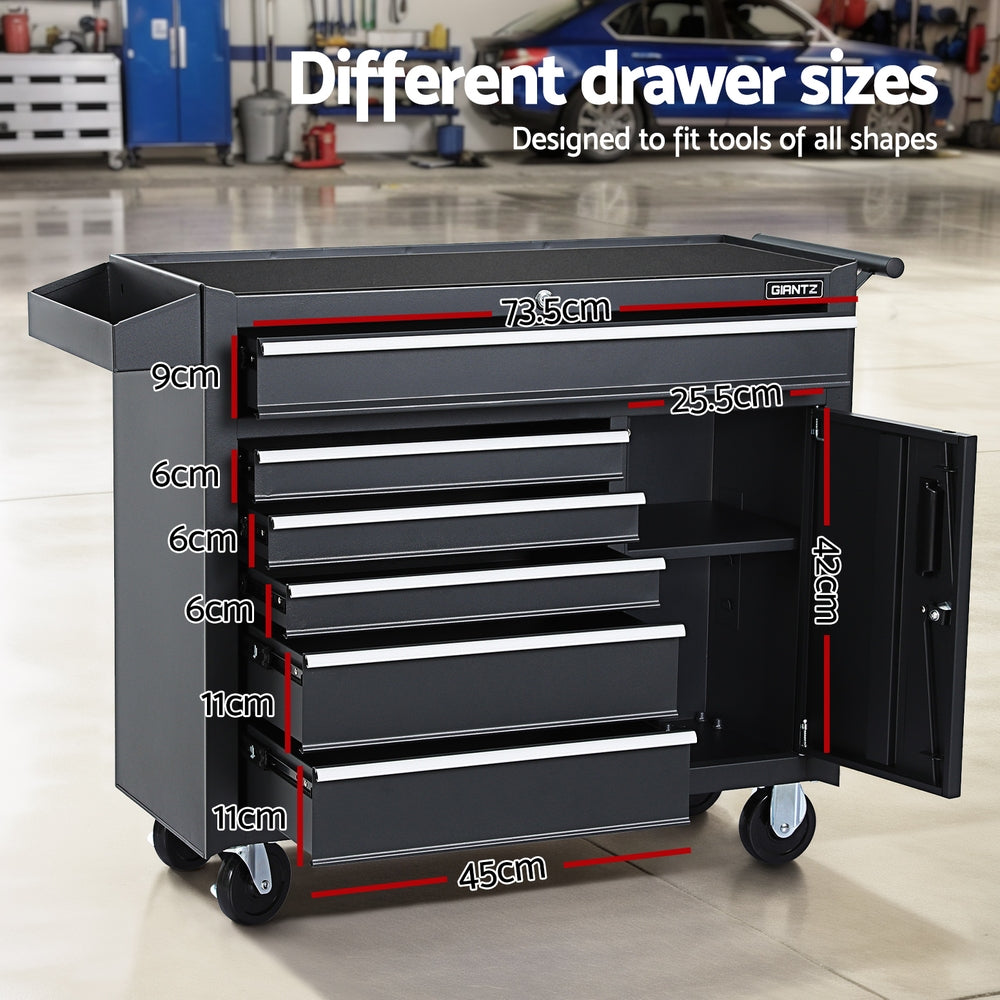 Giantz 6 Drawer Tool Box Chest Cabinet Toolbox Storage Garage Organiser Wheels