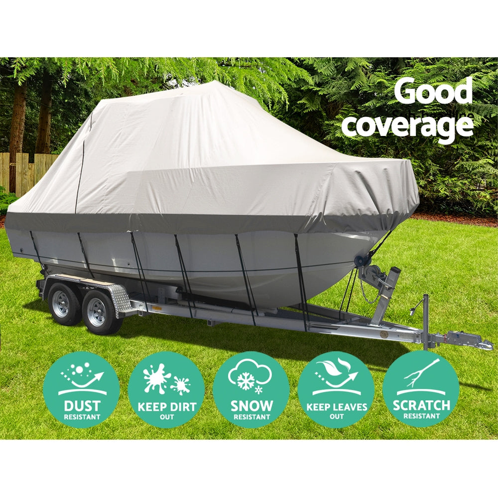 Seamanship Boat Cover 23-25ft Trailerable Jumbo Marine 600D Heavy Duty Grey