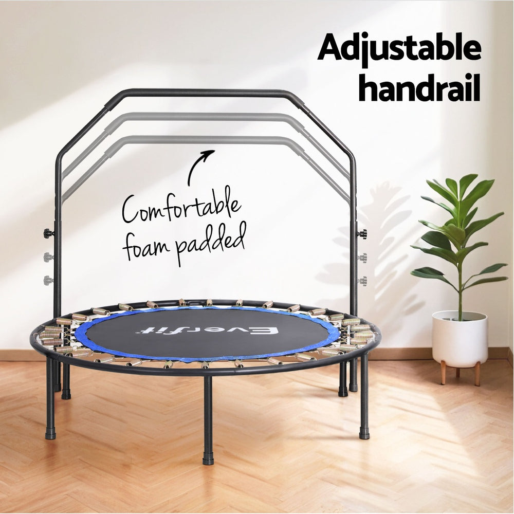 Everfit 48inch Round Fitness Trampoline Rebounder Adjustable Handrail Blue