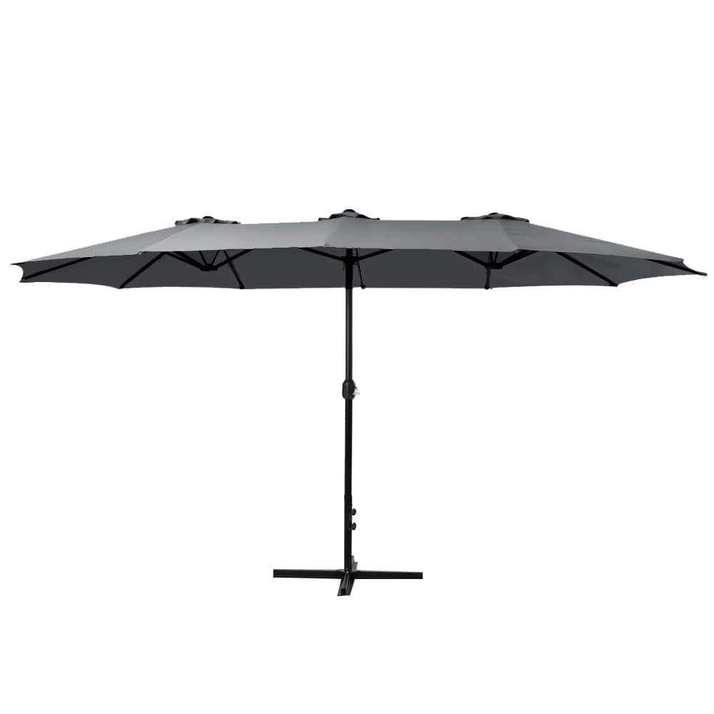 Instahut 4.57m Outdoor Umbrella Beach Pole Garden Tilt Charcoal