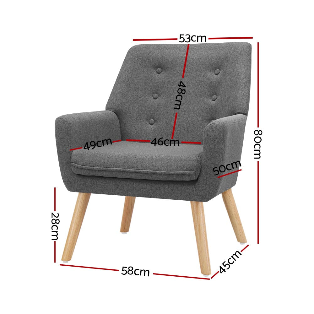 Artiss Fabric Dining Armchair - Grey