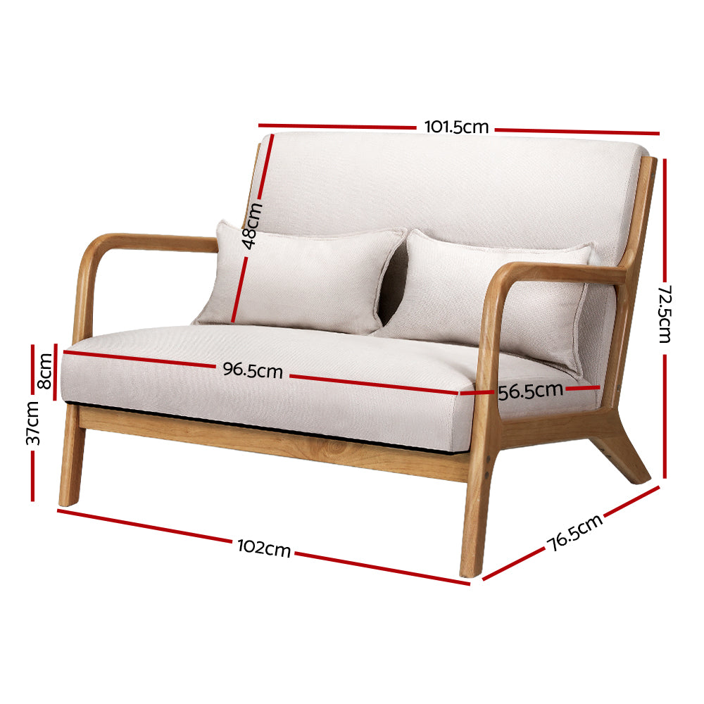 Artiss Armchair Lounge Chair Accent Armchairs Couch Sofa Loveseat Beige Wood