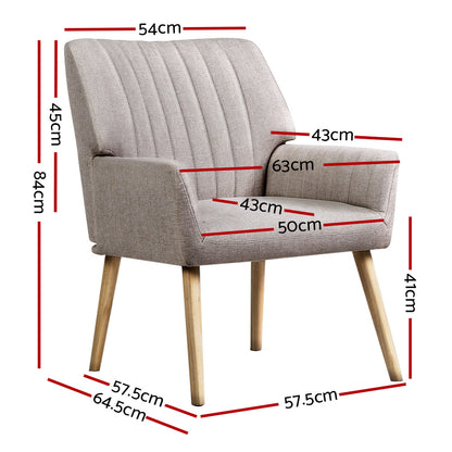 Artiss Armchair Fabric Beige Sebastini