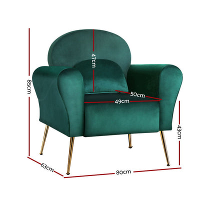 Artiss Armchair Green Velvet Caroline