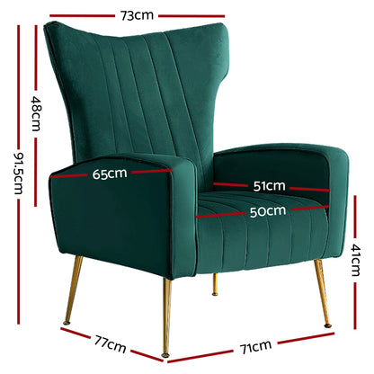 Artiss Armchair Green Velvet Kate