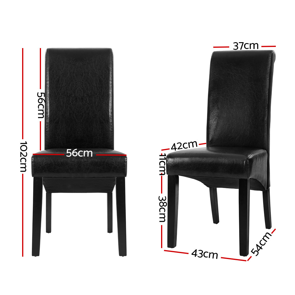 Artiss Dining Chairs Set of 2 Leather Parsons Chair Black