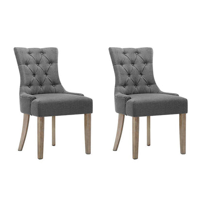 Artiss Dining Chairs Set of 2 Linen French Provincial Grey