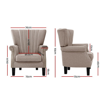 Artiss Armchair Wingback Beige Andrew