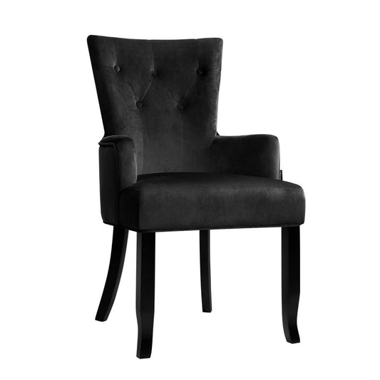 Artiss Dining Chair Velvet French Provincial Armchair Black